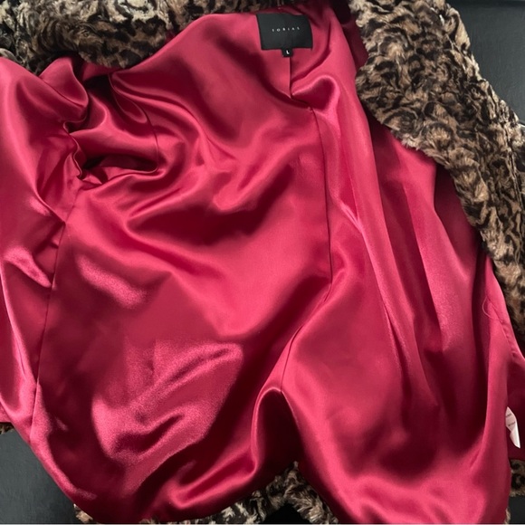 Tobias Leopard Print Plush Faux Fur Bomber Jacket Mob Wife Size Large - Picture 9 of 10